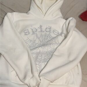 White spider hoodie with rhinestones